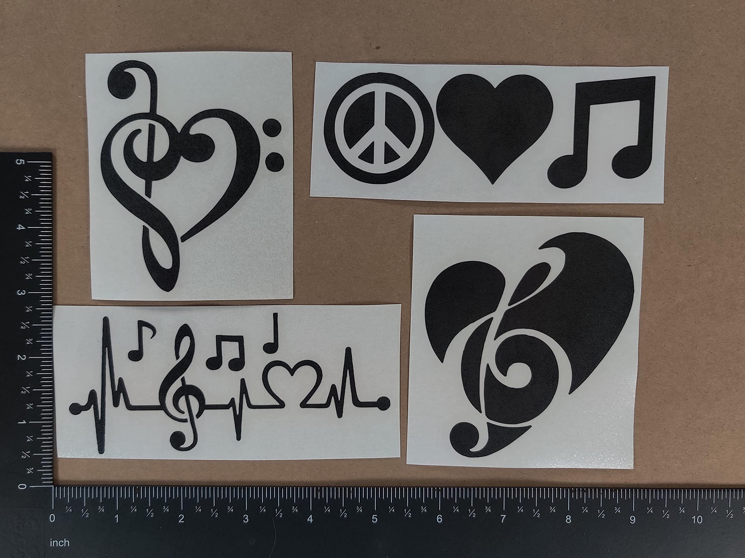 Amazon.co.jp: Music Decals 4パック:トレブルバス音記号ハート、音楽