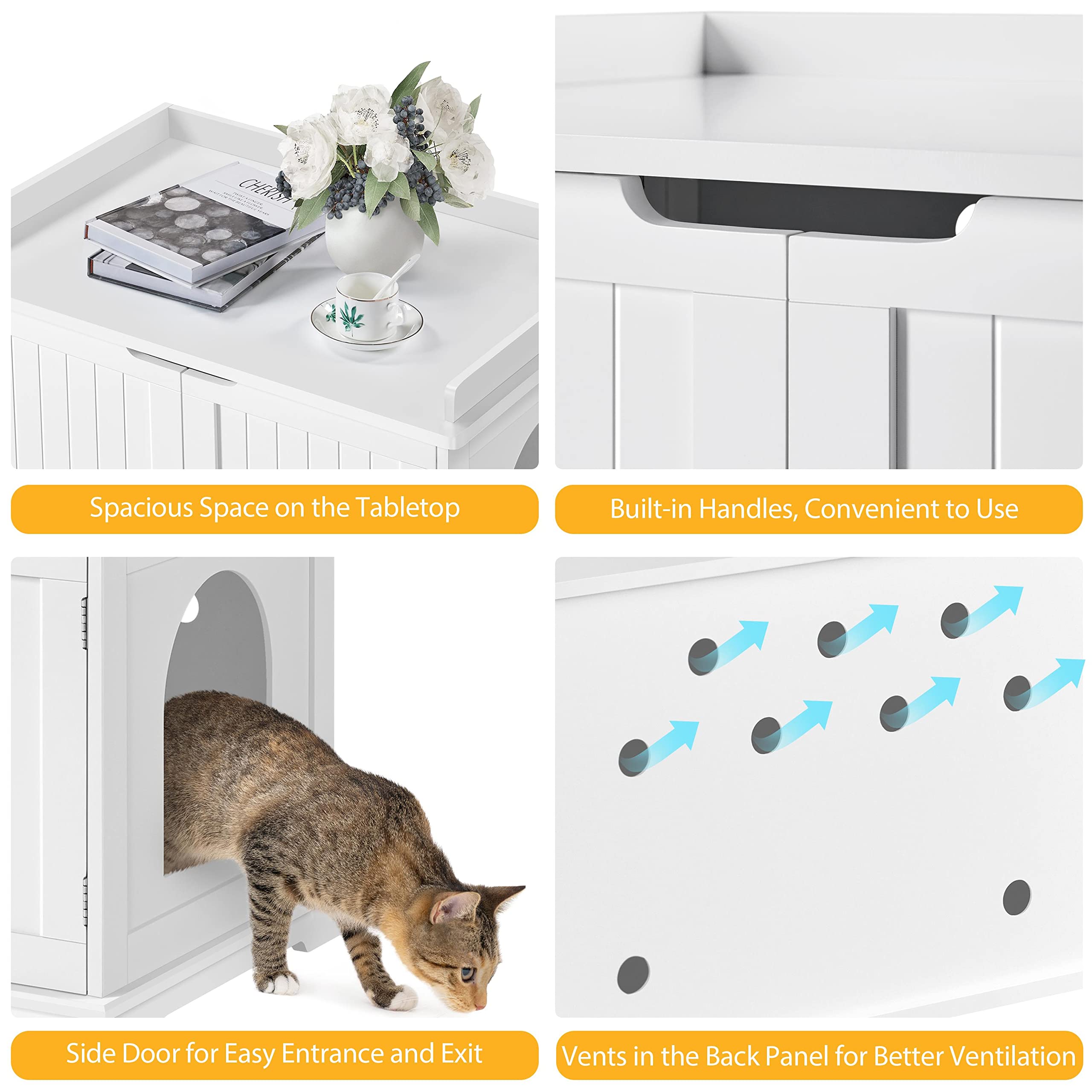 Yaheetech Wooden Cat Litter Box Enclosure, Indoor Hidden Litter Box