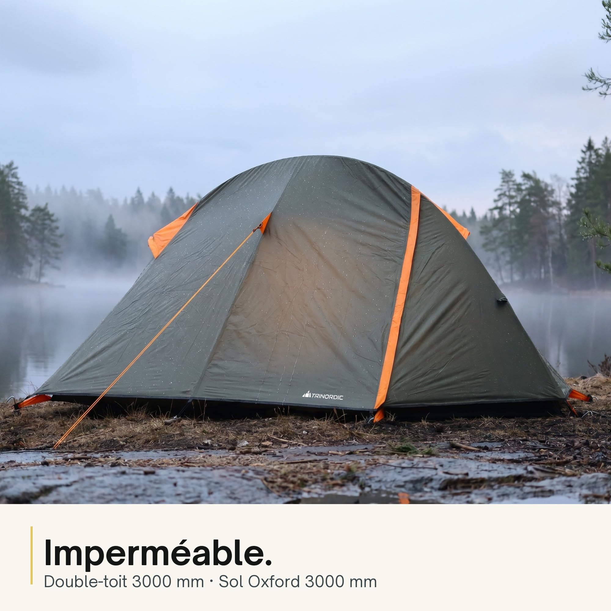 Trinordic Tente Légère 1-2 Personnes – Tunnel Arceau Unique, 1,7 kg Poids Minimal, 3000 mm Imperméabilité, Vert Olive