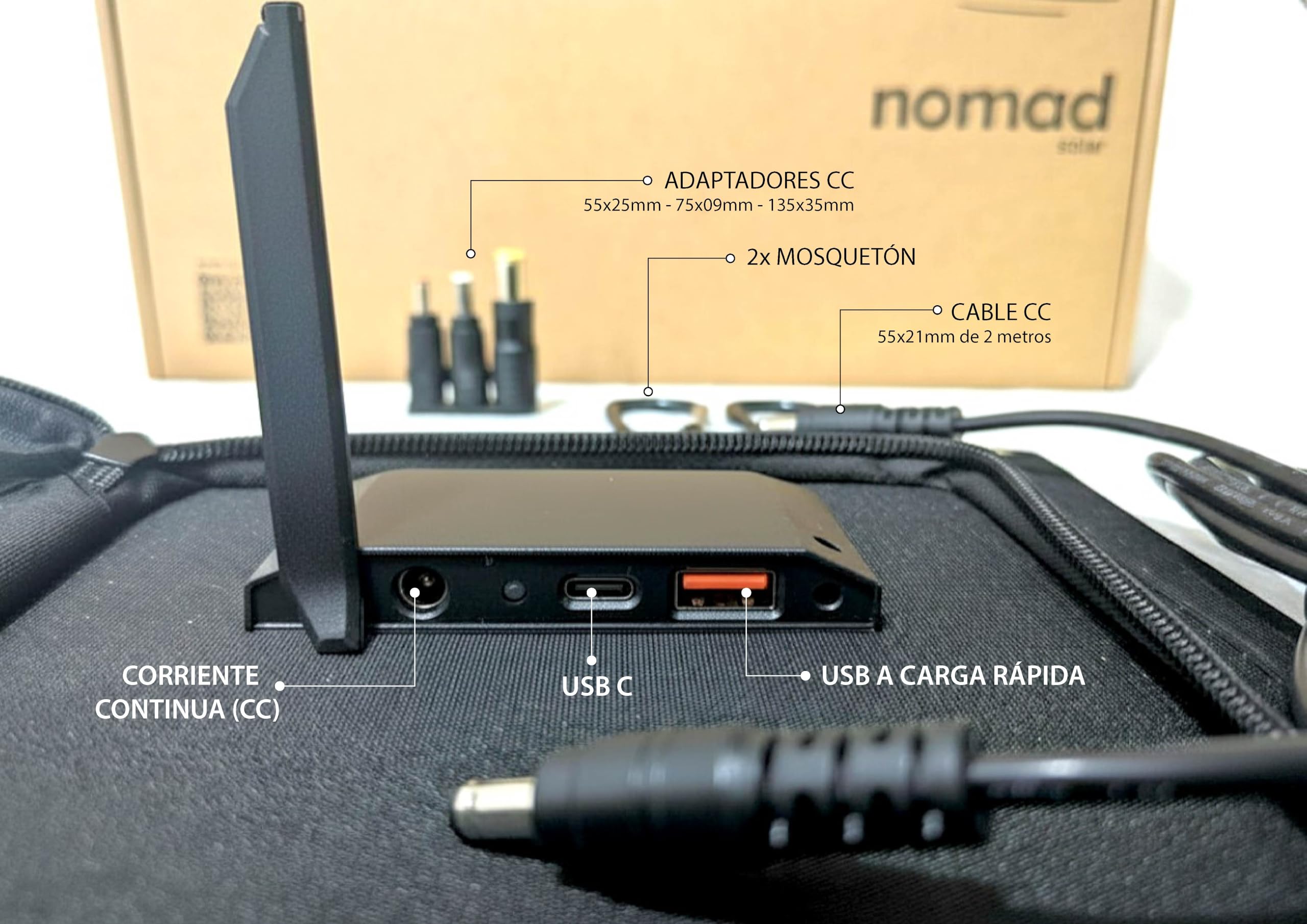Panel Solar Plegable 30 W Nomad - Resistente Agua, USB-C & USB-A para móviles, carga de Power Banks y Estaciones de Energía — Ideal Camping, Campers, Montañismo, Senderismo.