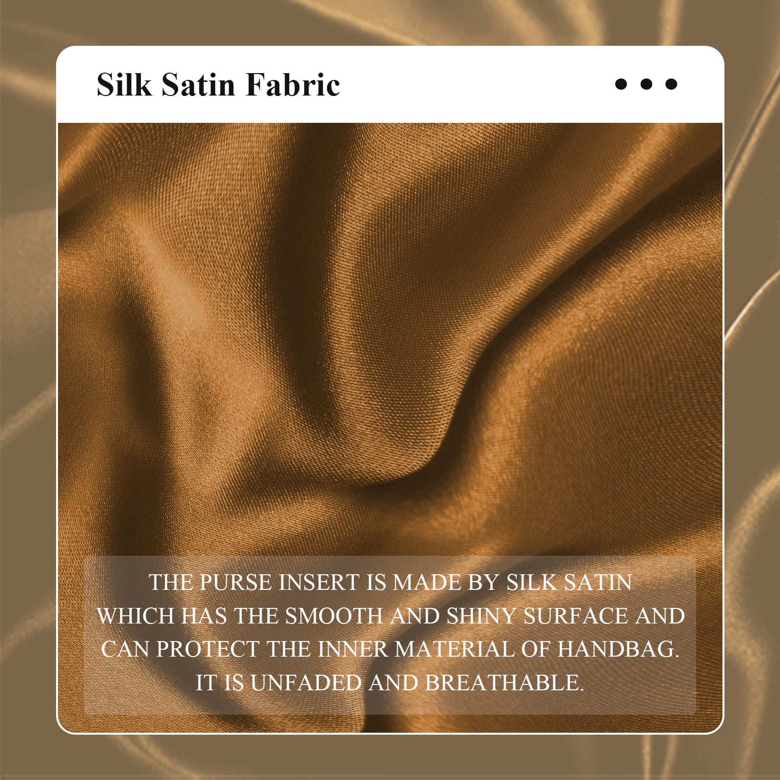 ONEDIAN Purse Organizer Insert, Silk Satin Inner Liner Bag for Anjou Mini Bag Organizer Zipper Inside Storage Bag Organizer Insert