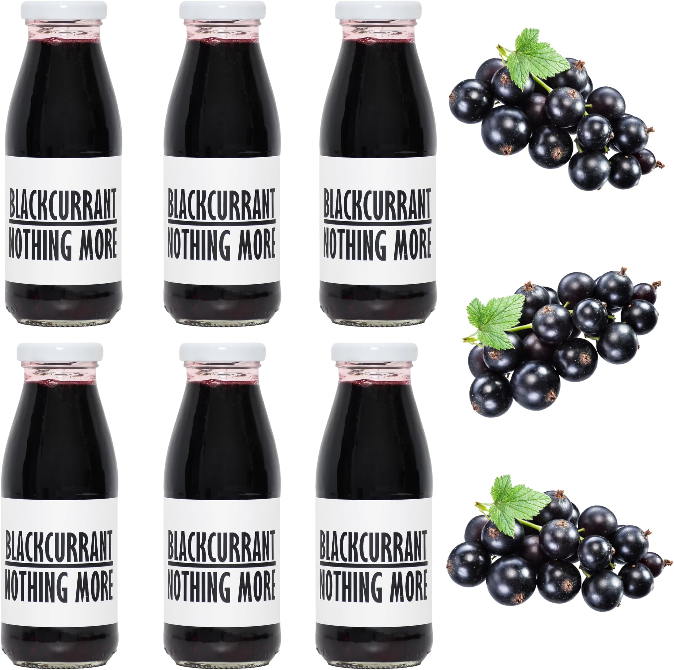 – Fresh Blackcurrant Nothing More Juice not from concentrate - 6 bottles pack x 250 ml Fruit Juices NFC - Pressed Sour Drink - No added Sugar - Natural Press For drinks cocktails or lemonades