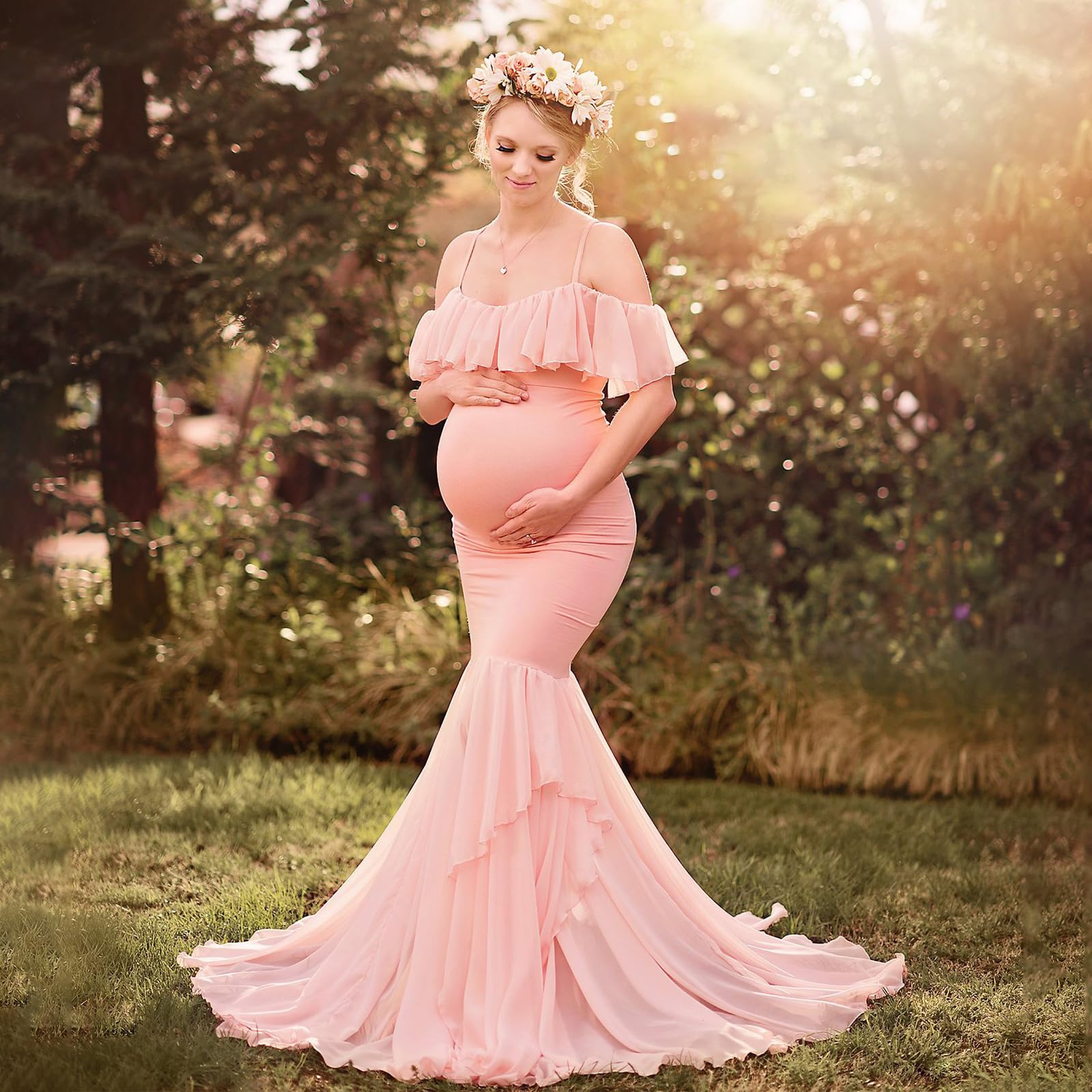 Vestido de Maternidad con diseño de Longitud en acrílico Transpirable para facilitar Uso Cómodo Vestido de Maternidad con diseño de Longitud