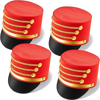 Ramede 4 Pcs Nutcracker Costume Hat Drummer Boy Toy Soldier Hat Drum Major Hat for Christmas Cosplay Party