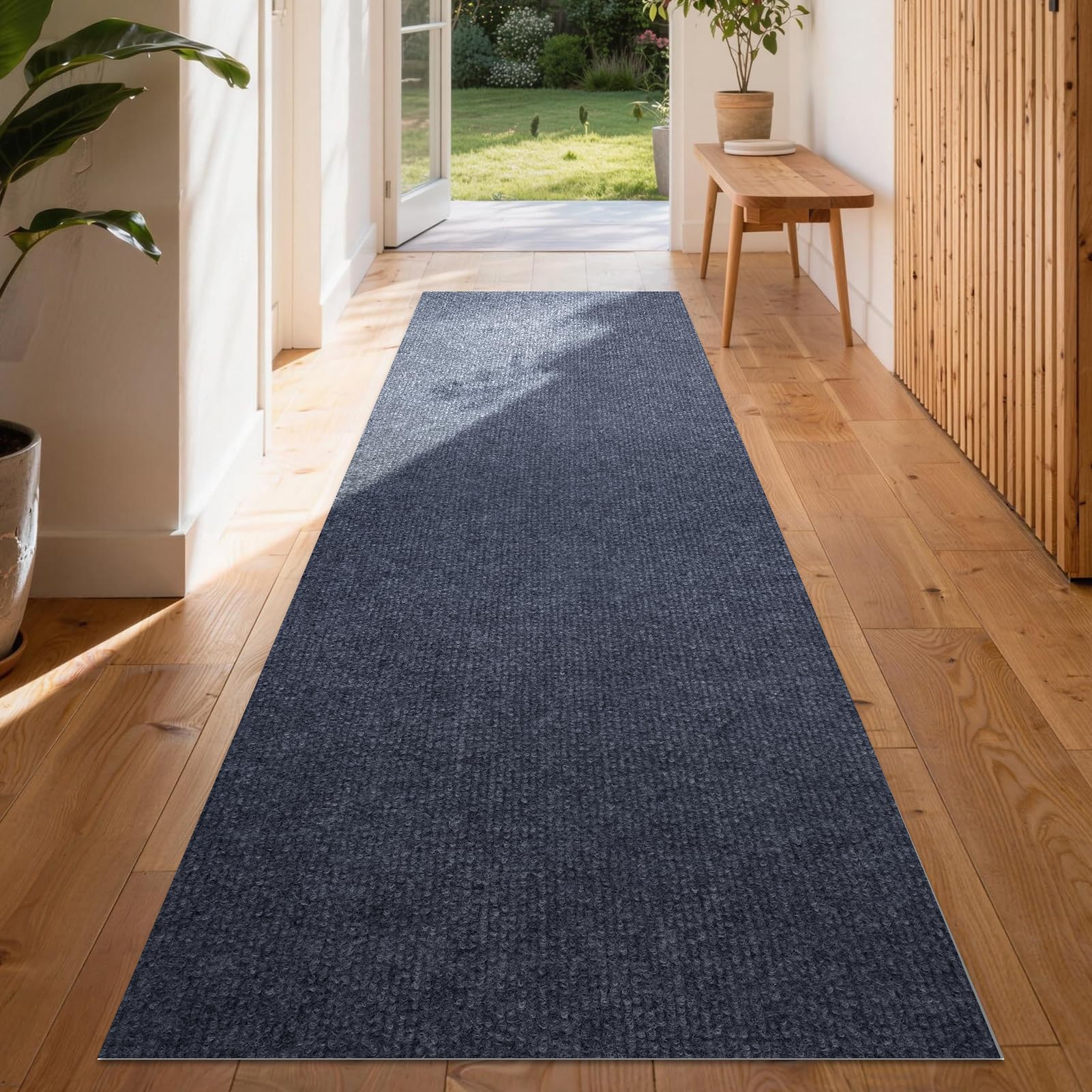 Homwiz Läufer Flur rutschfest 180x60 cm, Teppich Läufer Waschbarer für Eingang Küchenläufer Schlafzimmer Wohnzimmer Flur Lang, Fussmatt Türmatte Sauberlaufmatte Schmutzfangmatte Innen (Dunkelgrau)