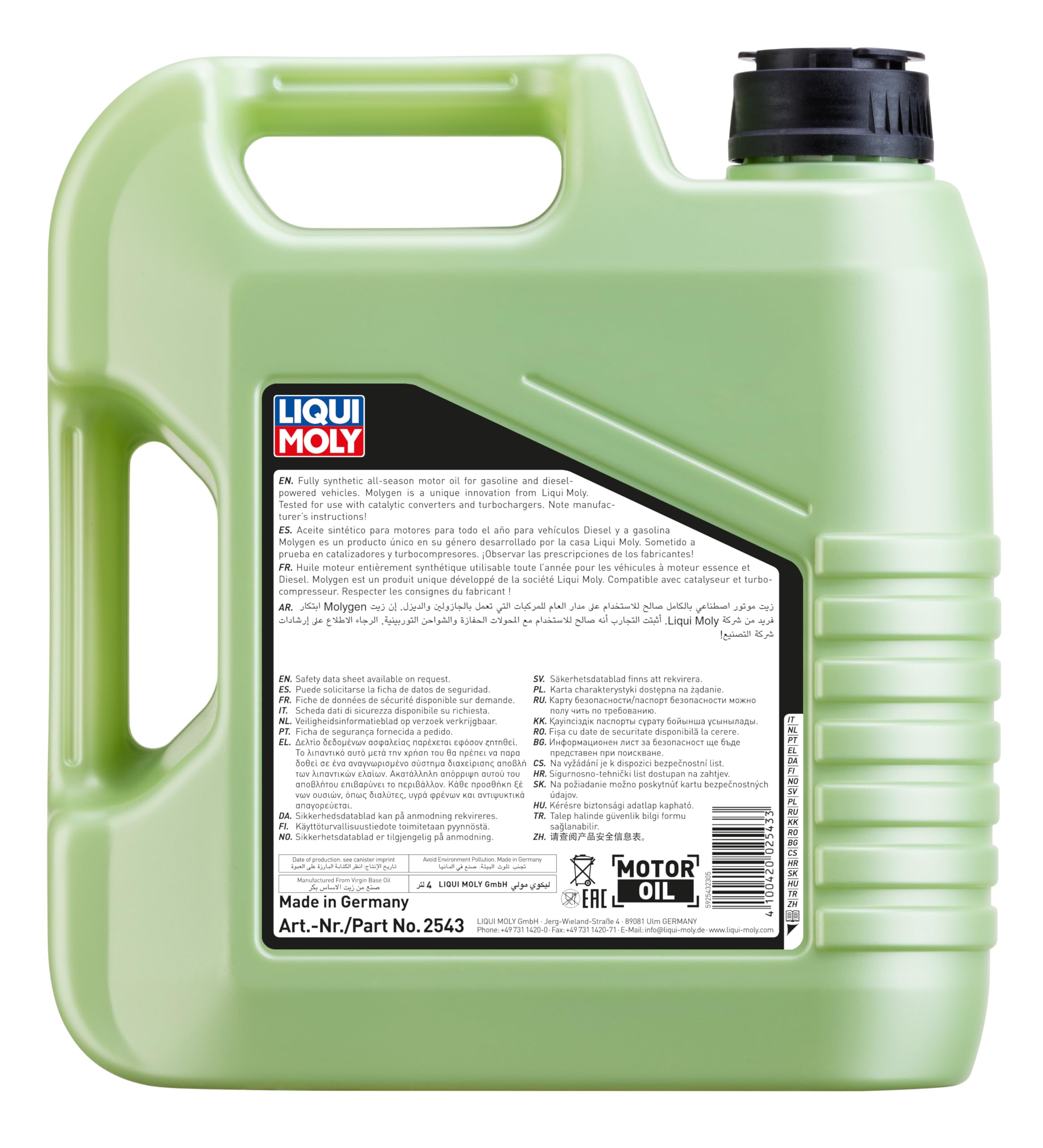 Liqui Moly Molygen 5W-50, 4 L, Aceite de motor para coches, 2543