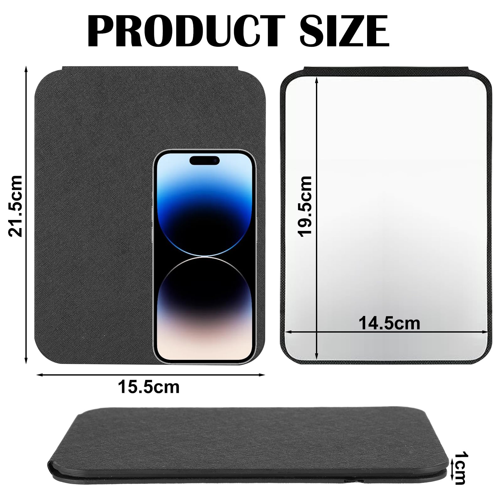 Miroir de Voyage Pliable 21,5 x 15,5 cm, Miroir de Table Portable avec Housse en PU, Miroir Maquillage Réglable pour Salle de Bain, Bureau et Voyage