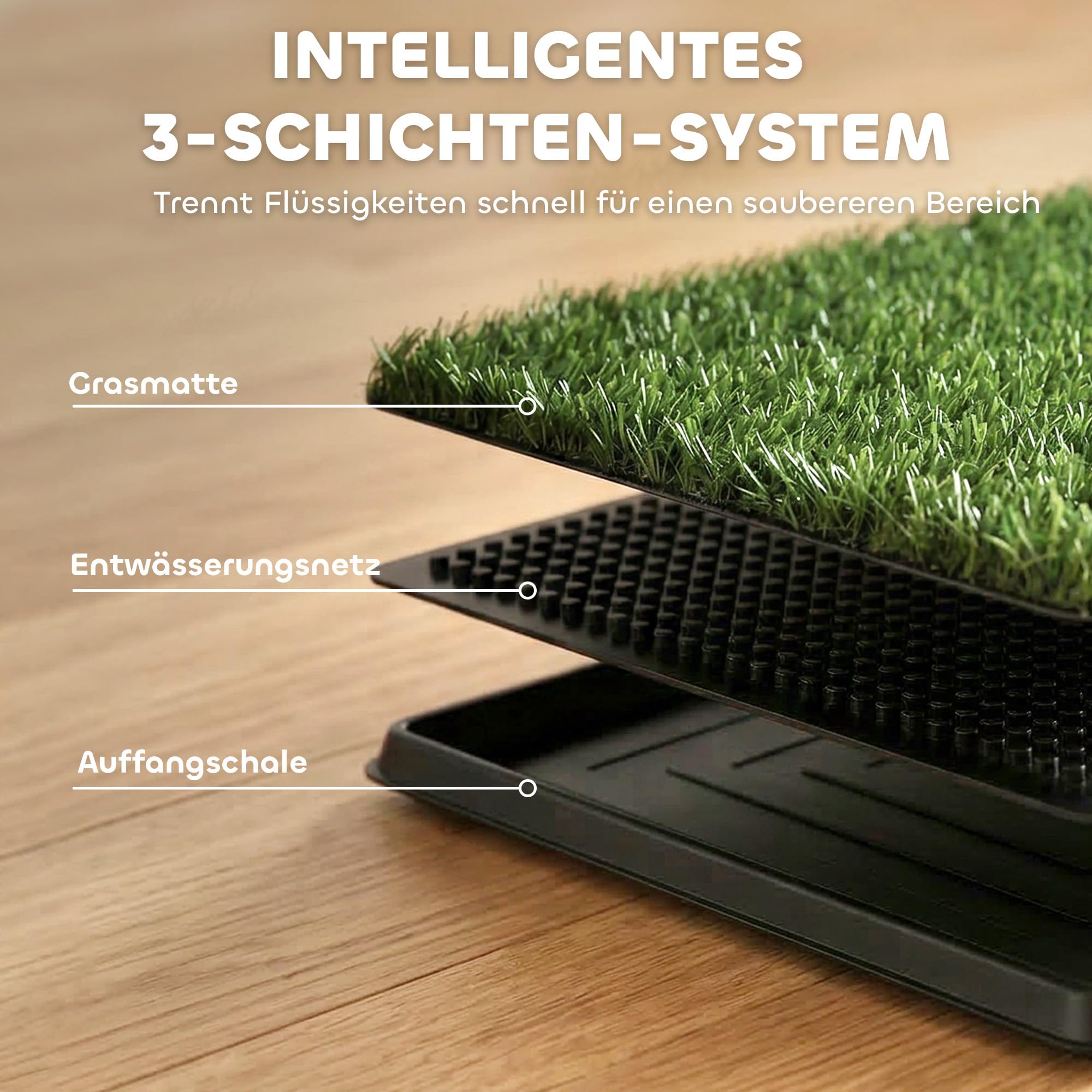 PawHut perros-wc 76 x 50,5 cm con 2 esteras de césped artificial, inodoro lavable para cachorros, aseo para perros-balcón, hogar o apartamento