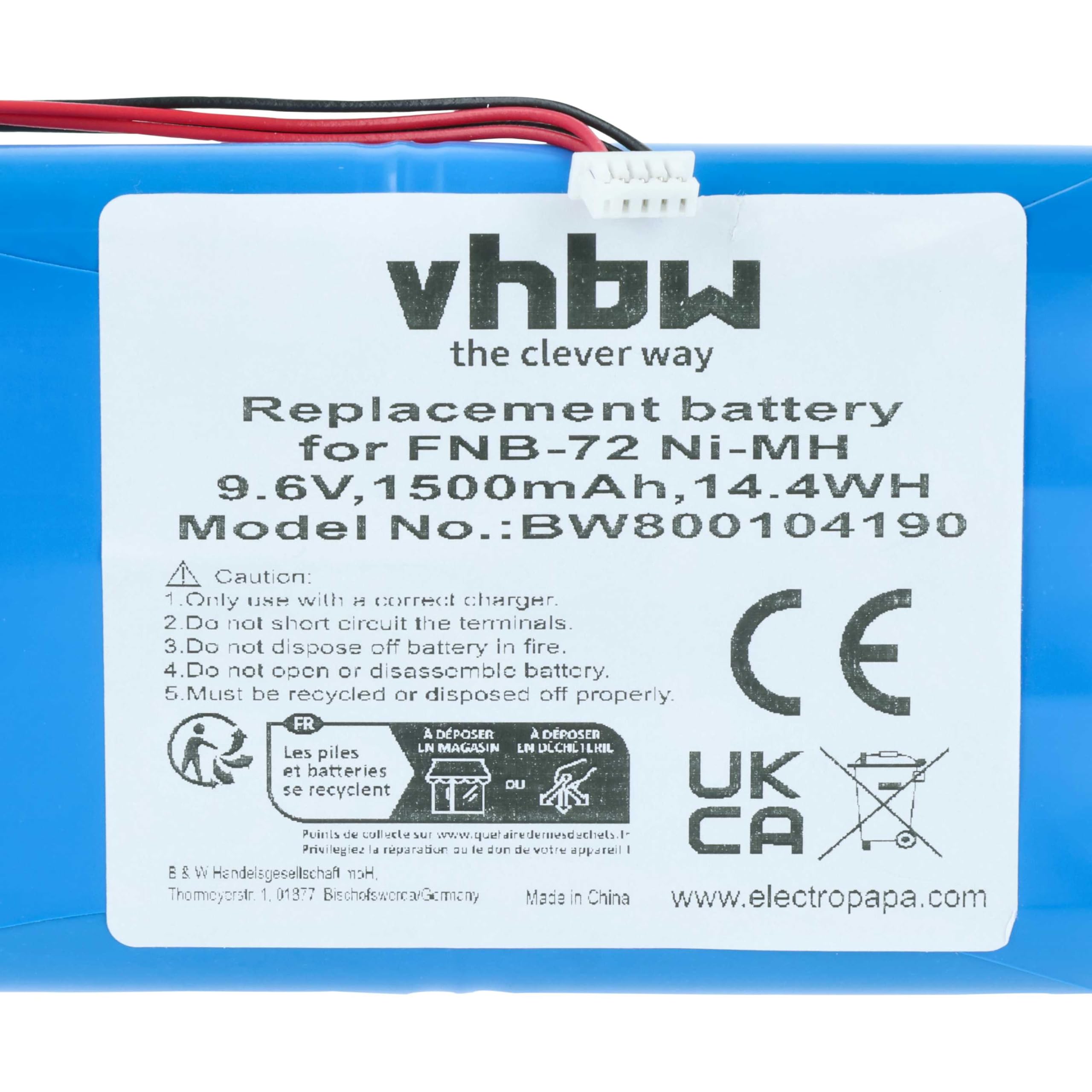vhbw batteria compatibile con Yaesu FT817, FT-817ND, FT-817 radio (1500mAh, 9,6V, NiMH)