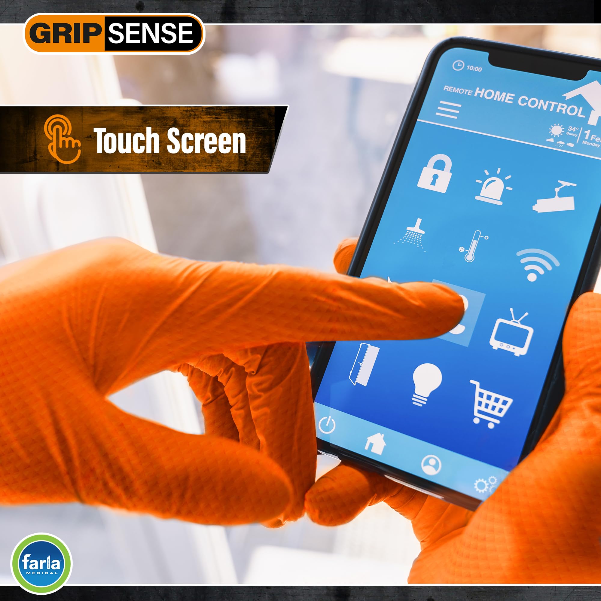 GripSense Guanti In Nitrile Neri Con Texture Diamantata - Confezione Da 50 - Senza Lattice E Senza Polvere - Livello Di Sensibilità 5 - Multiuso - 2