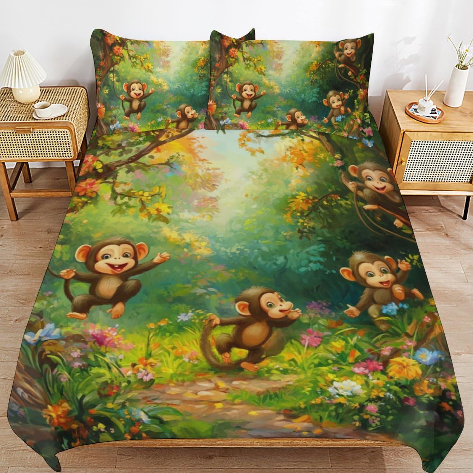 Funda nórdica infantil de animales para habitaciones de niños con fundas de 80x80 cm