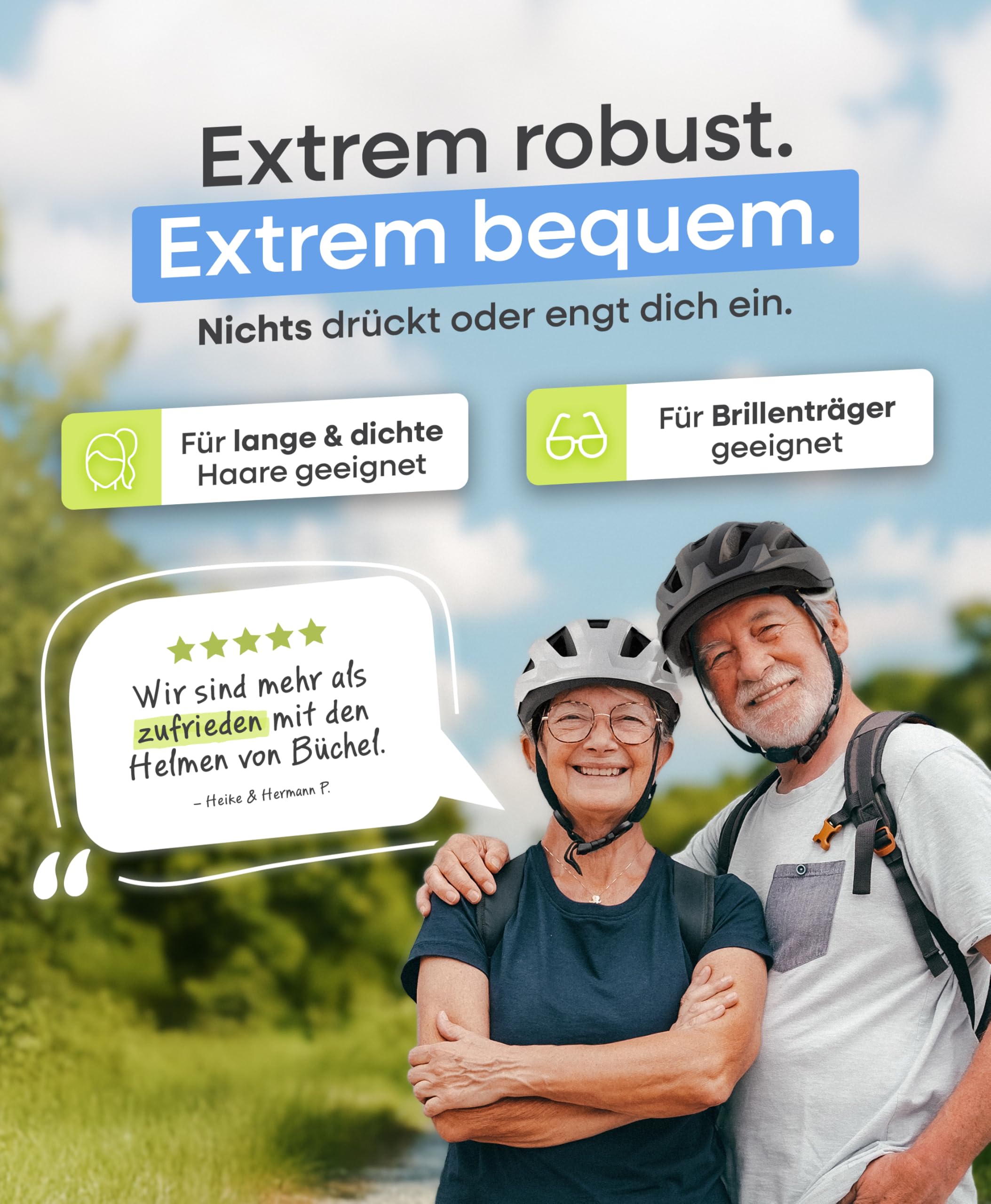 BÜCHEL Fahrradhelm mit In-Mould Technologie & Cam Lock - Helm für Kinder, Damen und Herren, mit Kinnpolsterung und waschbarem Fliegennetz - Fahrrad Helm 52–57cm & 58–61 cm | Schwarz, Weiß, Grau