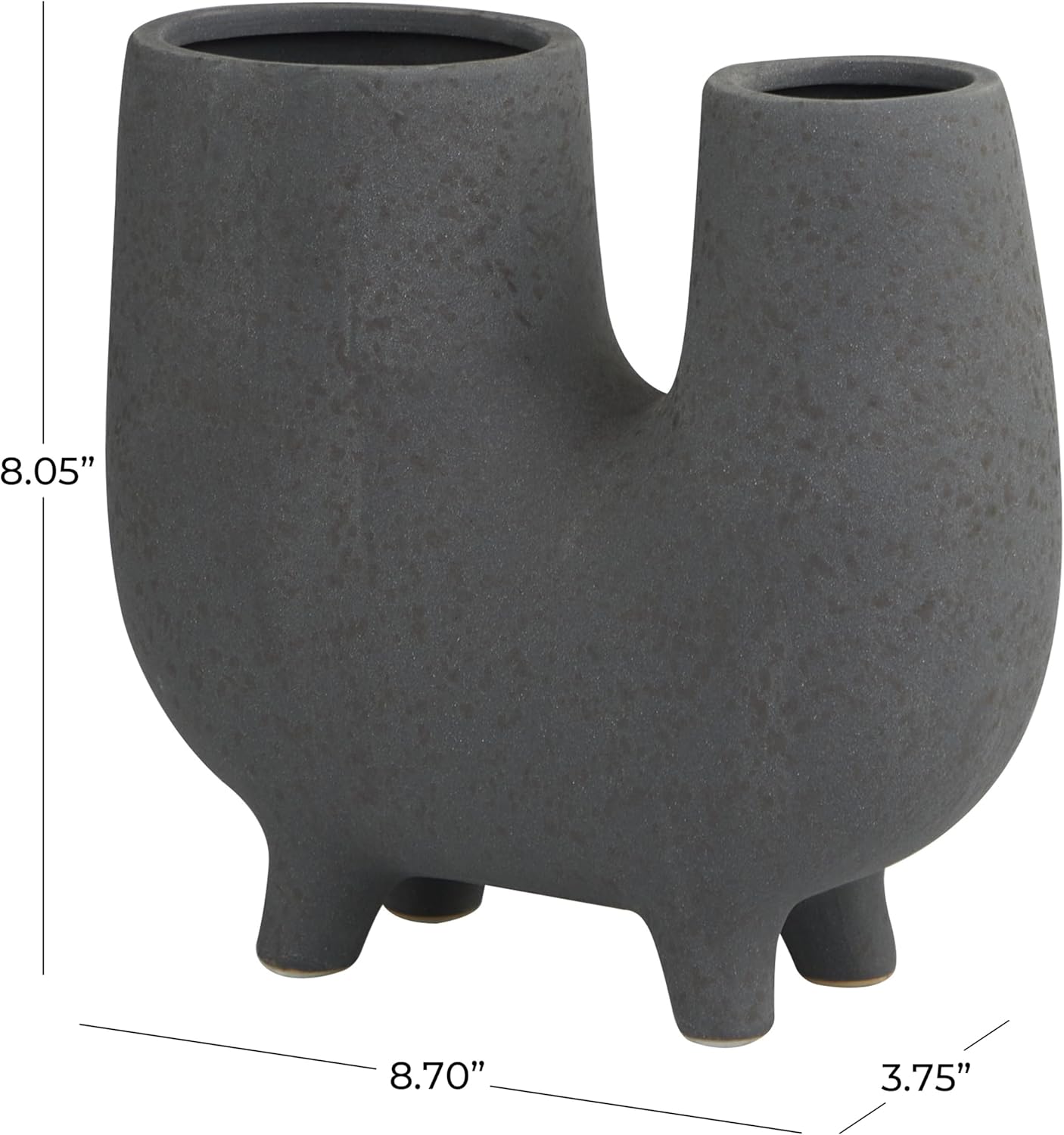 CosmoLiving by Cosmopolitan Ceramic Abstract Decorative Vase U-Shaped Centerpiece Vase with Small Feet, Flower Vase for Home Decoration 9" x 4" x 8", Dark Gray