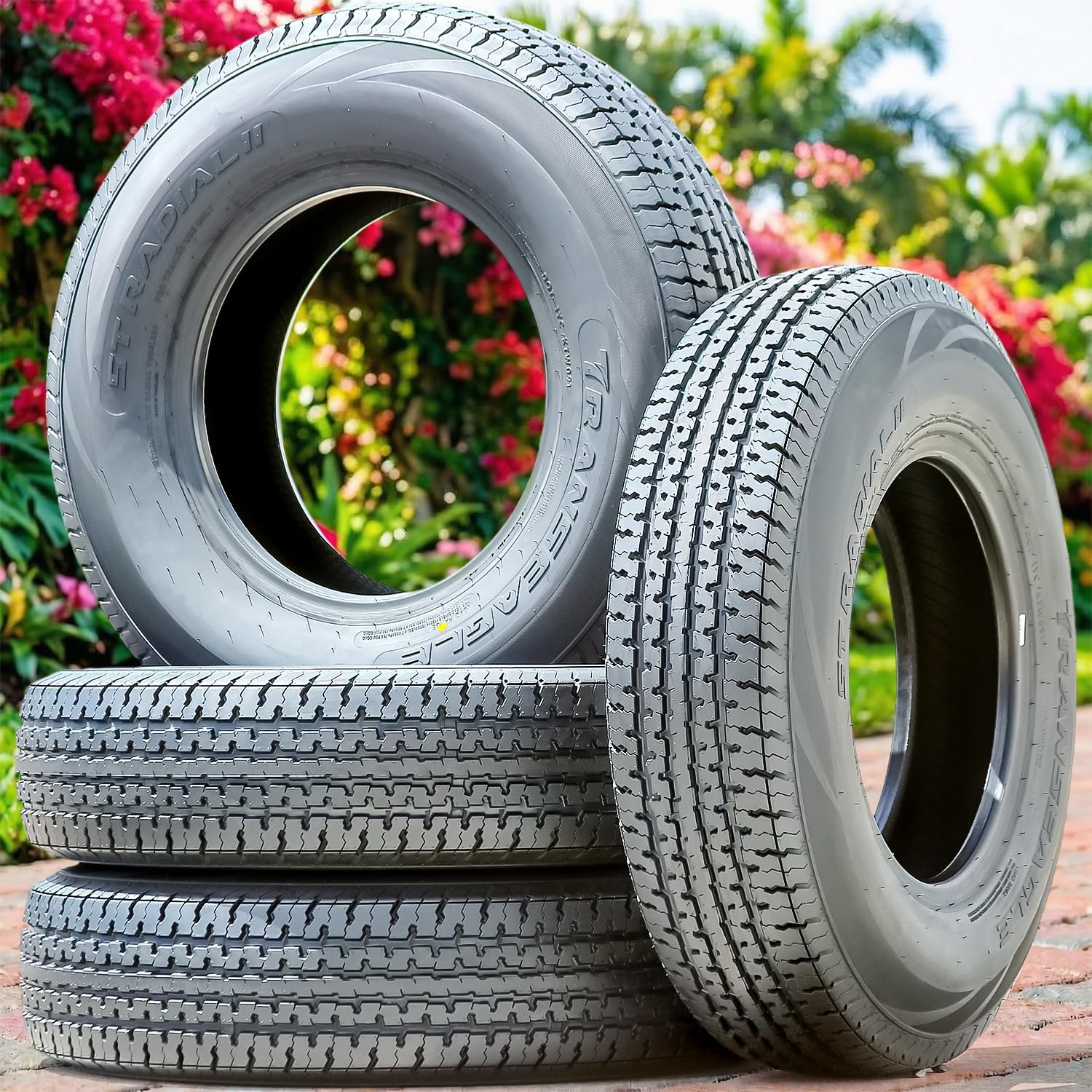 Set of 4 (FOUR) Transeagle ST Radial II Premium Trailer Radial Tires-ST205/75R15 205/75/15 205/75-15 111/106L Load Range E LRE 10-Ply BSW Black Side Wall