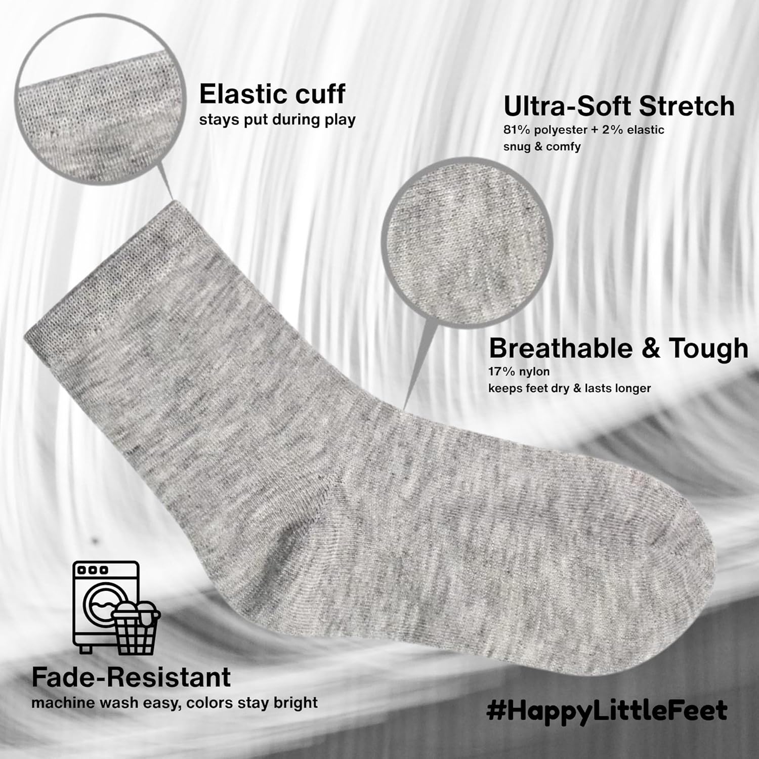 Kids Socks 24 pairs Cozy Athletic Crew Socks for Boys and Girls(1-13Years) - Image 4