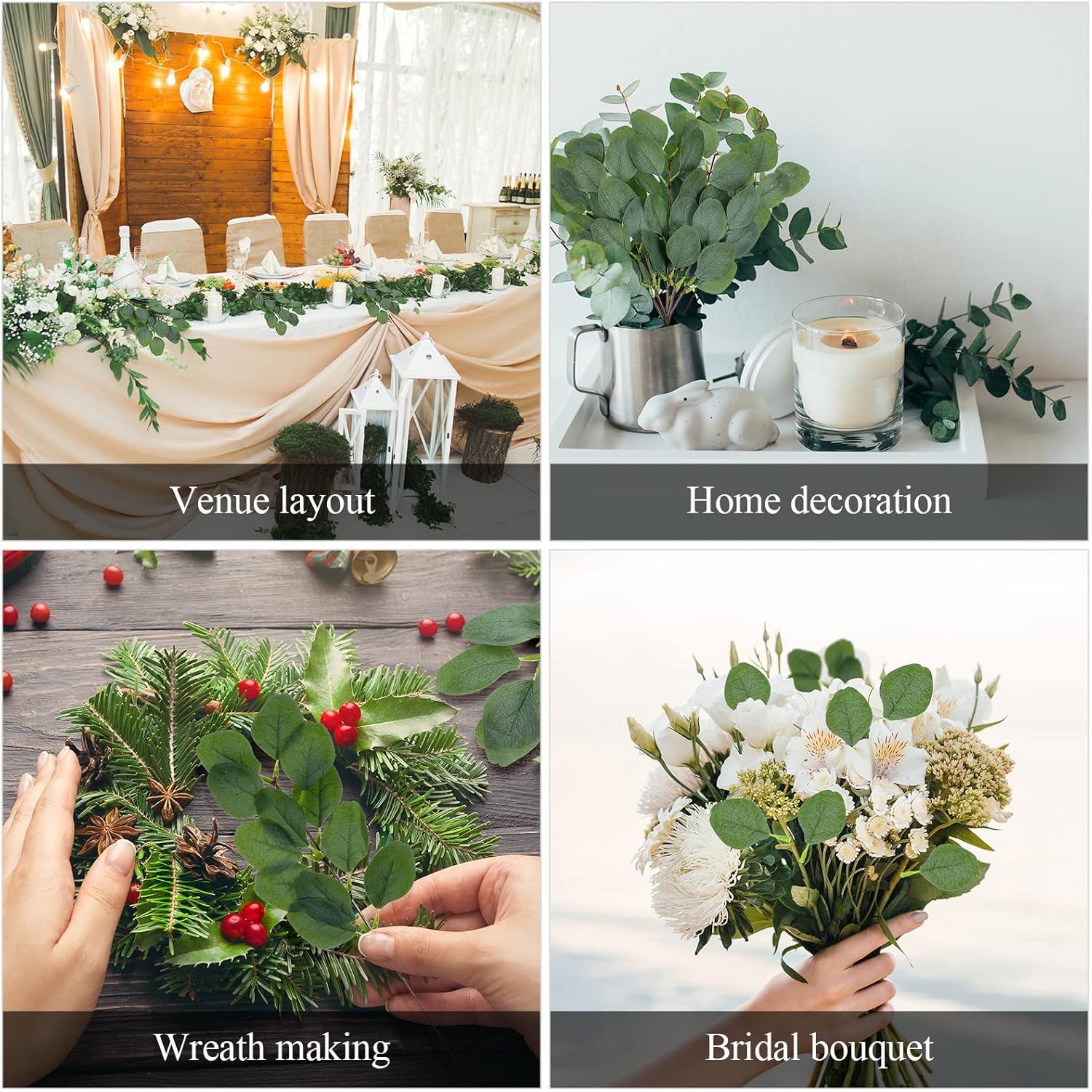 WILLBOND 50 Pieces Artificial Eucalyptus Leaf Stem Long Oval Eucalyptus Artificial Greenery Leaves for Wedding, Holiday, Garden, Home, Office, Greens Decor