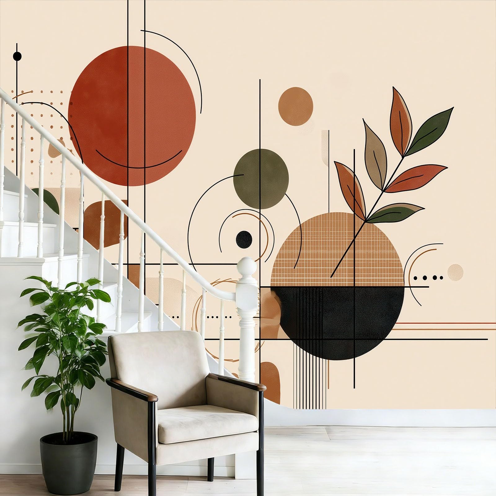 Nowoczesna tapeta panoramiczna liście linie geometria terakoty, gigantyczny plakat ścienny, niestandardowy 3D, do salonu pokój dziecięcy dekoracja ścienna restauracja 300 x 210 cm