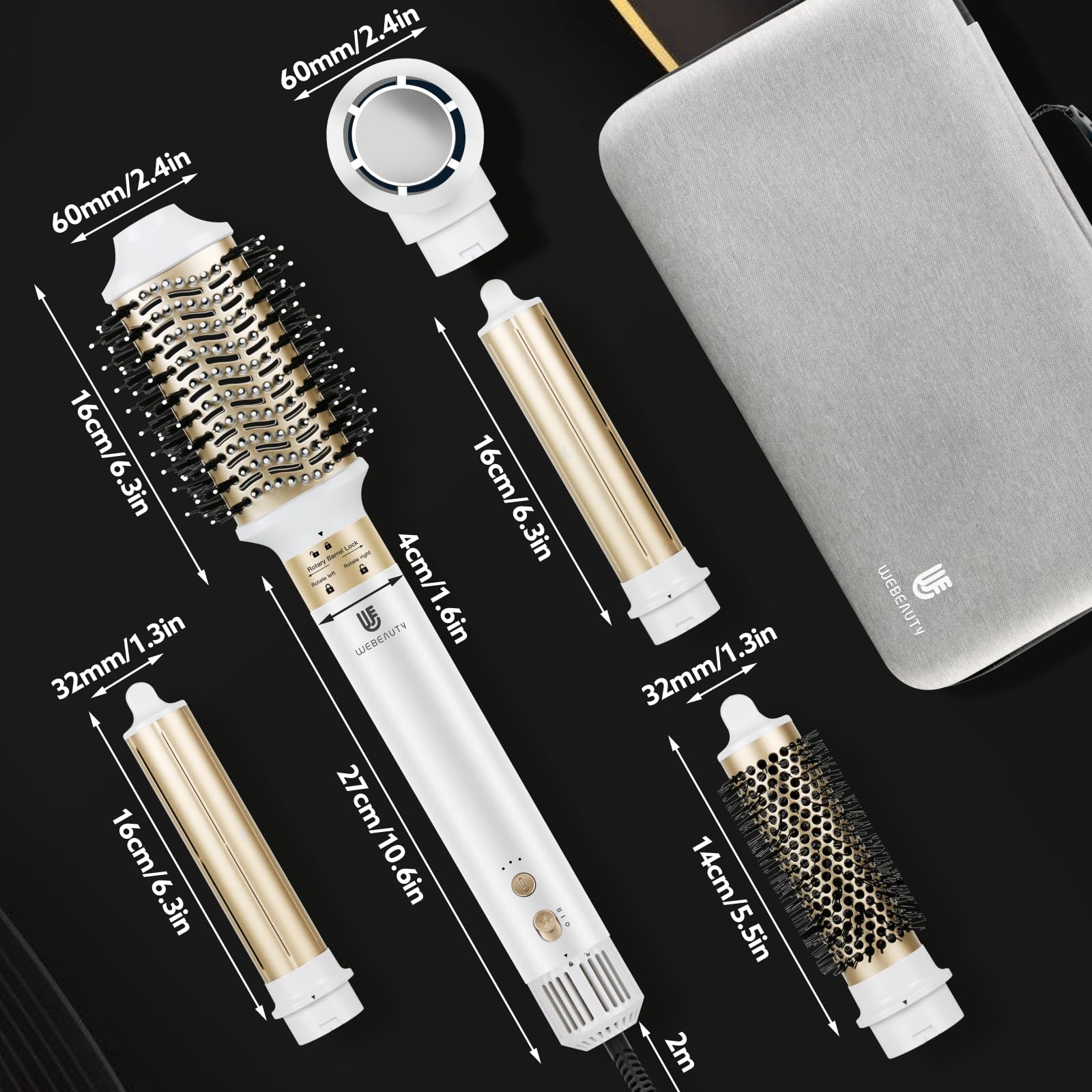 webeauty 6in1 Secador Pelo Set, Moldeador de Pelo,110000 RPM, 30M/S | 1400W Hair Dryer de Alta Velocidad,500 Millones de Iones Secador de Pelo con Cepillo Secador de Pelo y Air Rizador