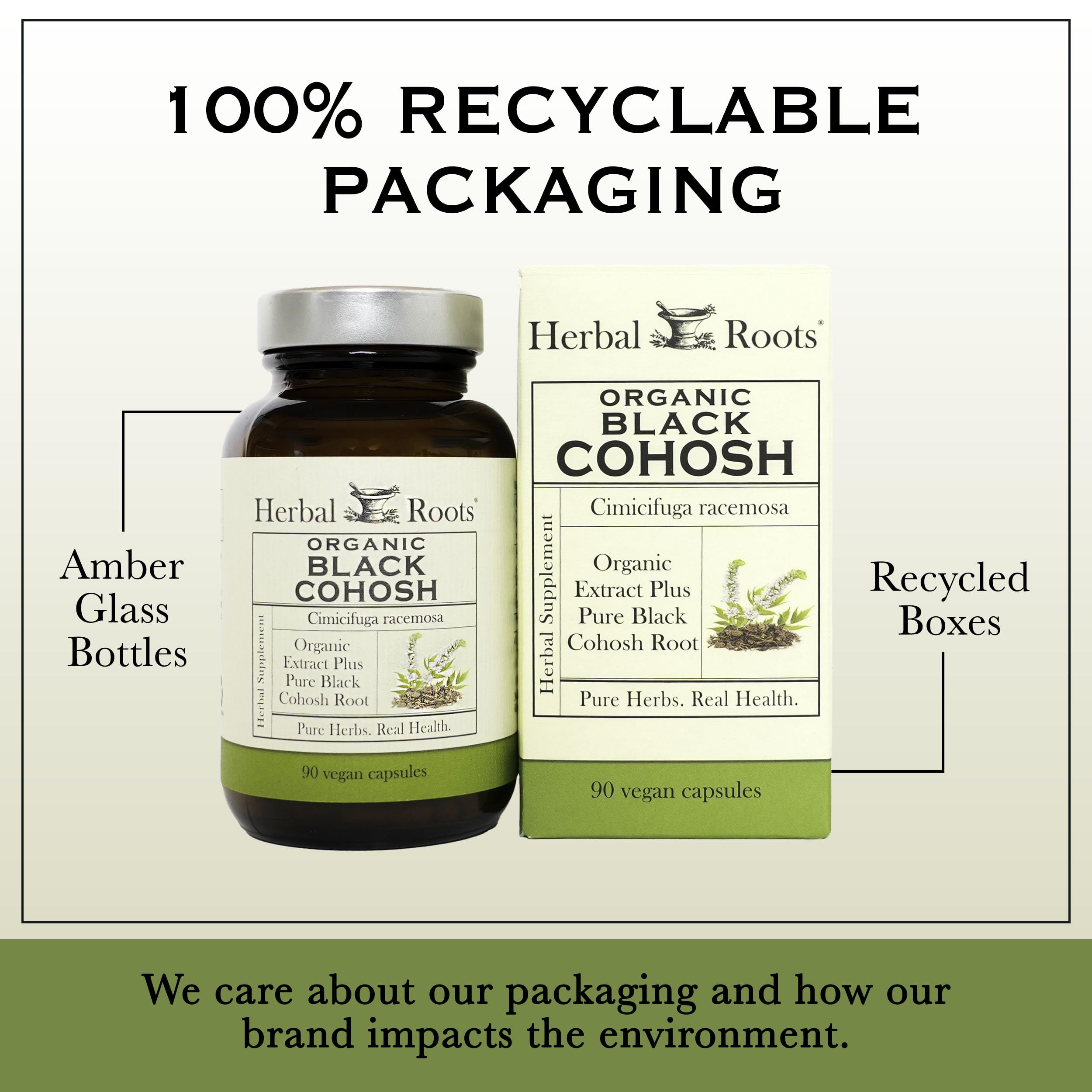 Herbal Roots Organic Black Cohosh Root Capsules - Menopause Support - 3 Month Supply - Certified USDA Organic -90 Vegan Capsules — Amazon image 6