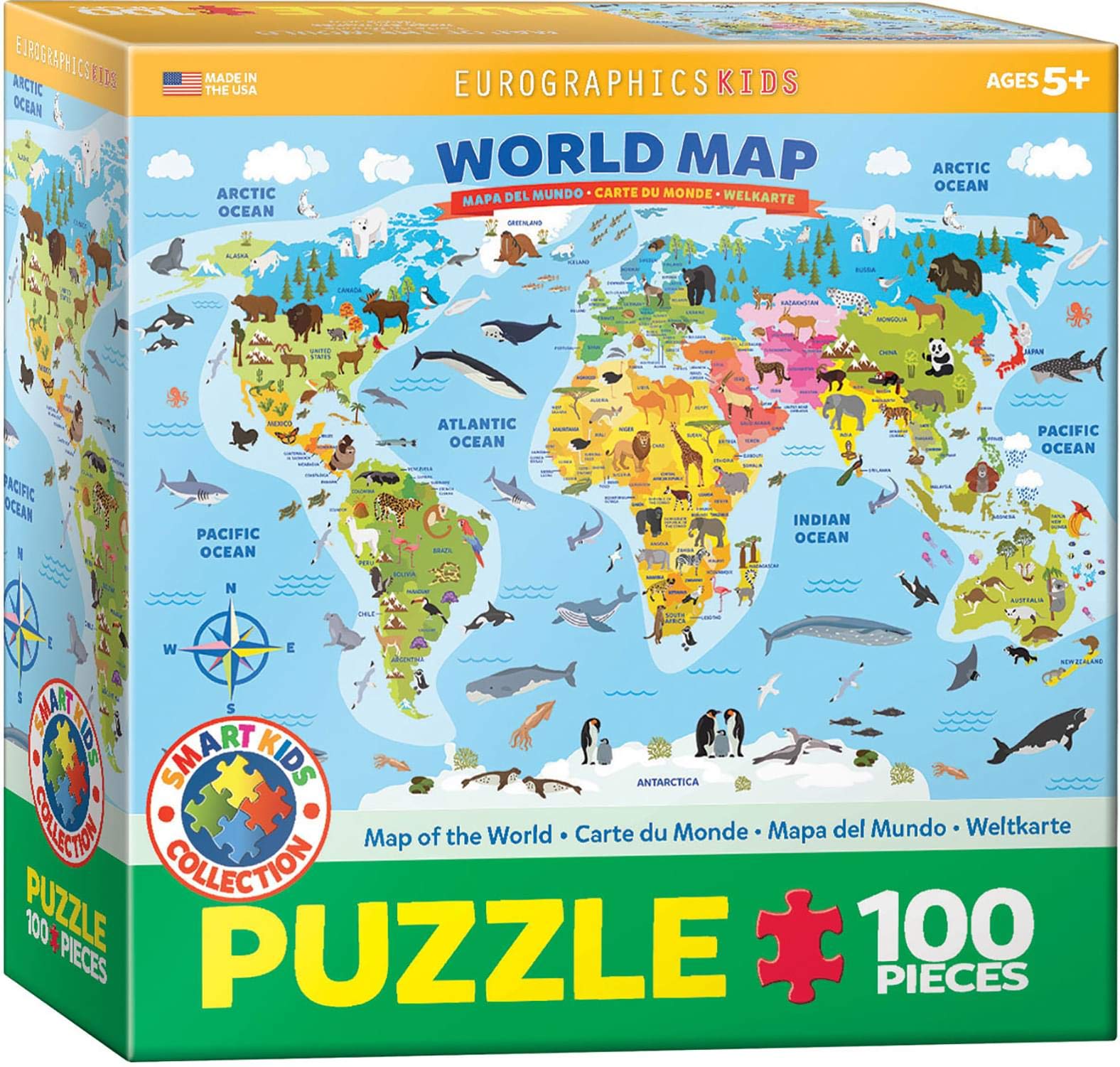 Eurographics Illustrated Map of The World 100-Piece Puzzle