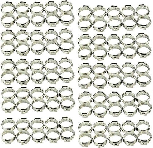 100 anillos de abrazadera PEX de 1 pulgada, anillos de crimpado de acero inoxidable 304 para conexiones de tubería PEX