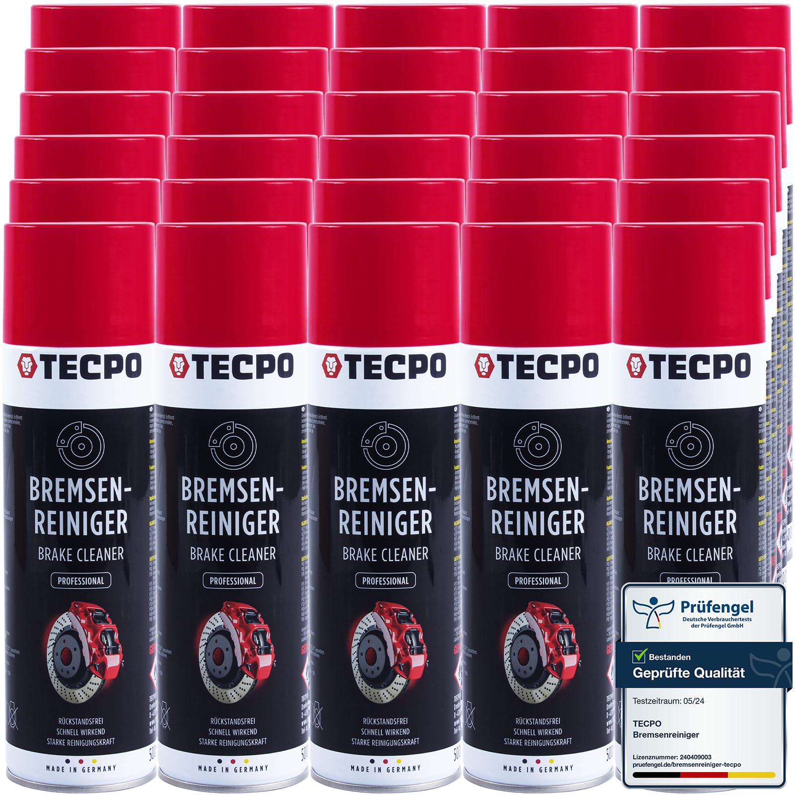 TECPO Lot de 30 nettoyants universels pour freins - 500 ml - Valve à 360° - Sans acétone - Anti-corrosion