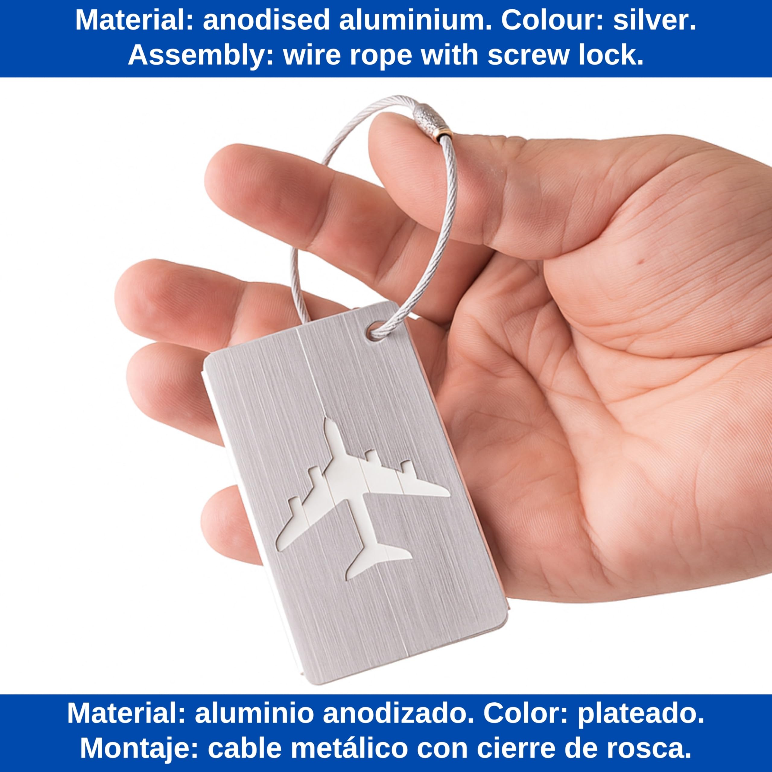 Aluminiumlegering bagagelabel koffer identiteit kofferaanhanger naamplaatje - zilver