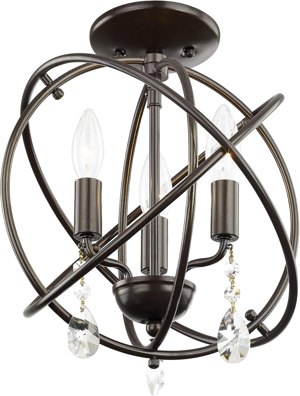 Livex Lighting 40903-92 Aria 3 Light Ebz Mini Chandelier/Flush Mount, 12" x 12" x 14.25", English Bronze