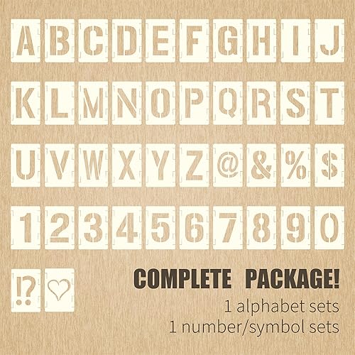 Miniatura 2 de Juego de plantillas entrelazadas trazables de 42 piezas, plantillas de letras reutilizables de 3 pulgadas para pintar, números del alfabeto y