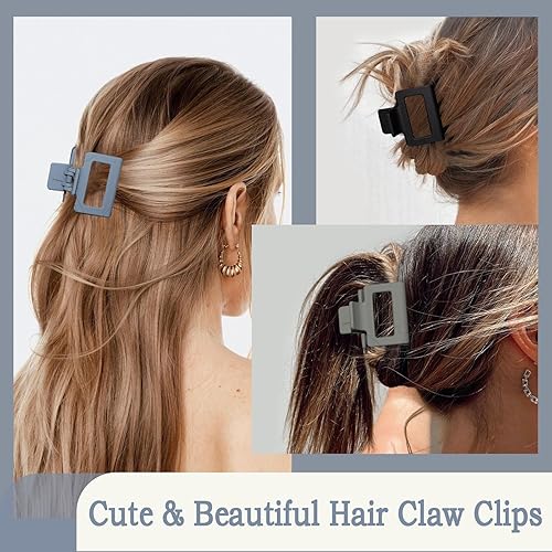 Miniatura 6 de cobinaan Pinzas de pelo de garra mediana para mujeres y niñas, pinzas rectangulares mate pequeñas de 2 pulgadas para cabello finogrueso medio,