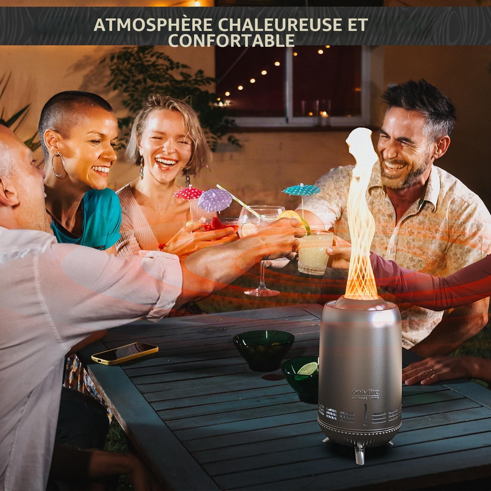 Onlyfire Foyer de Table en Acier Inoxydable, Cheminée à Faible émission de Fumée avec Sac de Transport, Bacs à Feu pour Le Jardin et Le Camping, Foyer pour Granulés et Bois, 15x30,5cm, Argenté