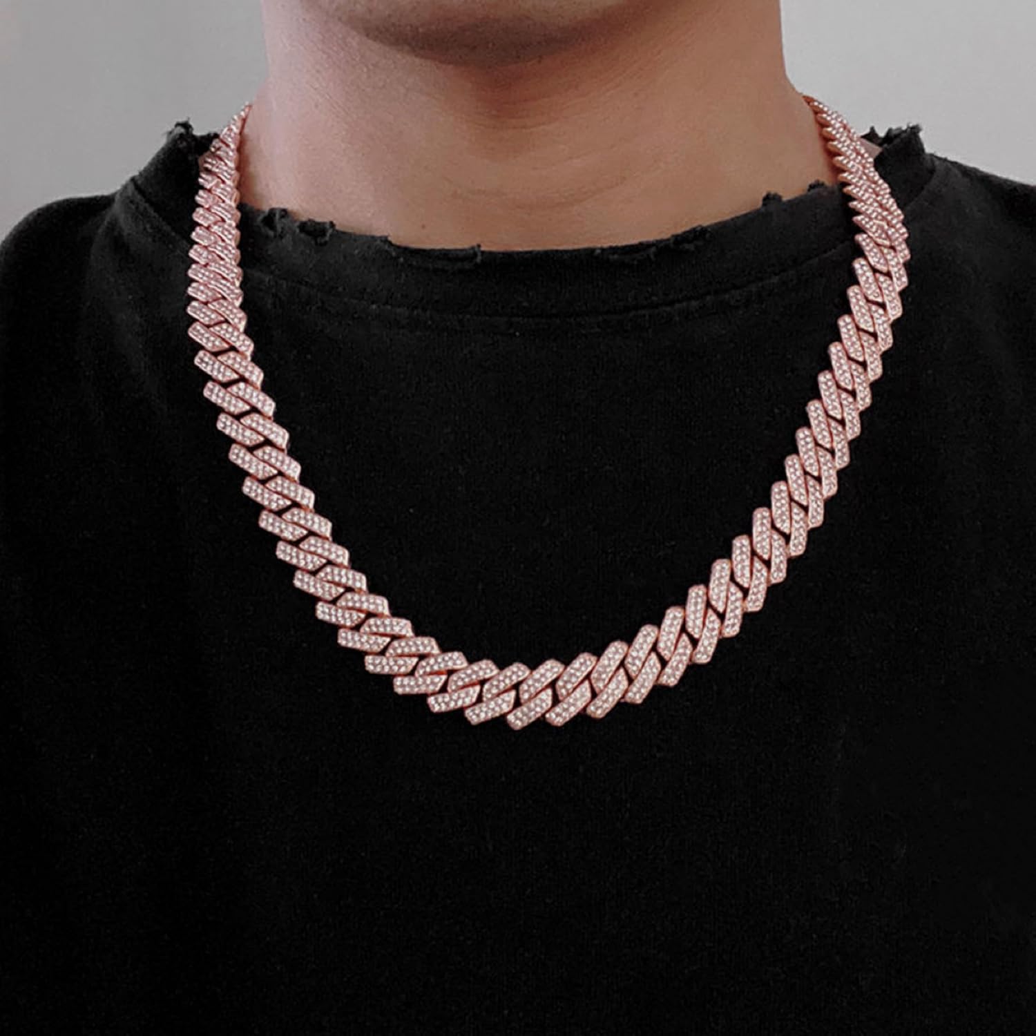 Mens Cuban Link Chain Iced Out Miami Cuban Necklace Silver/Gold/Rose Gold Bling Diamond Chains Hip Hop Jewelry Gift for Men Women 16-24inches - Image 4