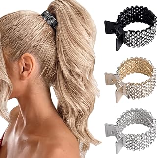 1 Pcs Crystal Rhinestone High Ponytail Claw Clip Metal Hair Accessories Beaded Princess Ponytail Holder for Women Thick Hair