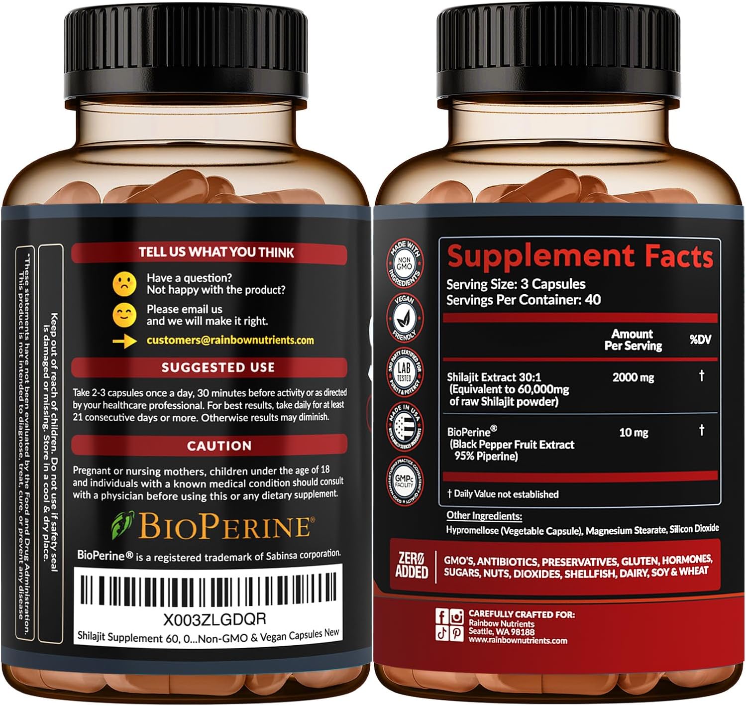 Pure Himalayan Shilajit Capsules Supplement (2,010mg + Absorption Enhancer+50% Fulvic Acid) Natural 30:1 Shilajit with 85+ Trace Minerals for Energy, Performance, Immune Support| Non GMO| 120 Pills - Image 8