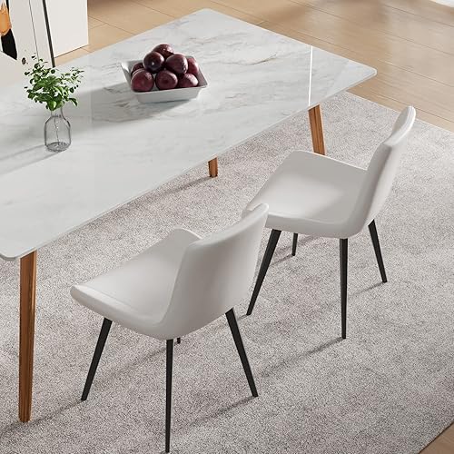 Miereirl Dining Chairs Set of 4 with PU Cushion Mid Century Modern Metel Legs for Indoor Kitchen Dining Room Chairs Comfortable Chairs Suitable for