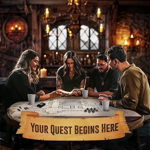 Miniatura 6 de Melee Mats DND Map Starter Kit - 23” x 27" Double Sided, Wet/Dry Erase Battle Terrain Grid - Ultimate Tabletop Board Gaming Experience with