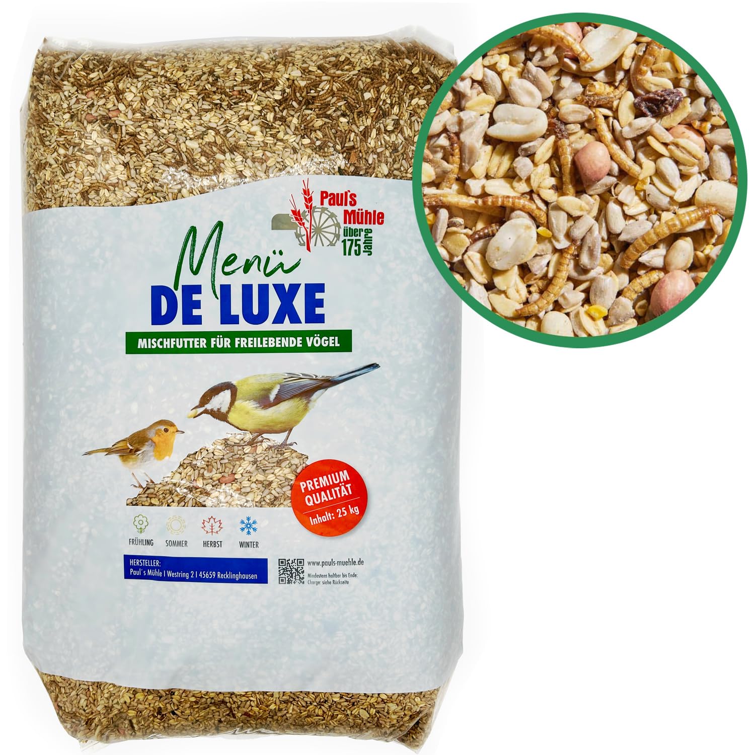 Pauls Mühle Wildvogelfutter Deluxe 25 kg | Vogelfutter für Wildvögel