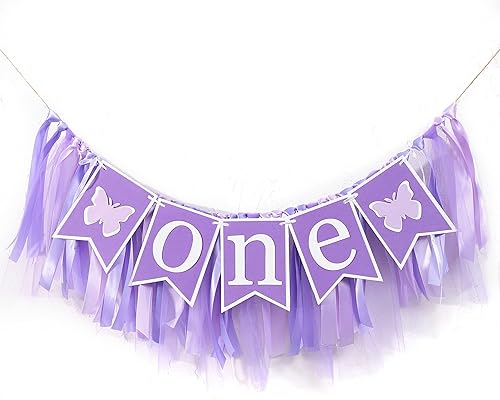 Miniatura 1 de Cartel de mariposa para silla alta  Decoración de mariposa para el primer y primer cumpleaños, tutú de silla alta de mariposa para primer