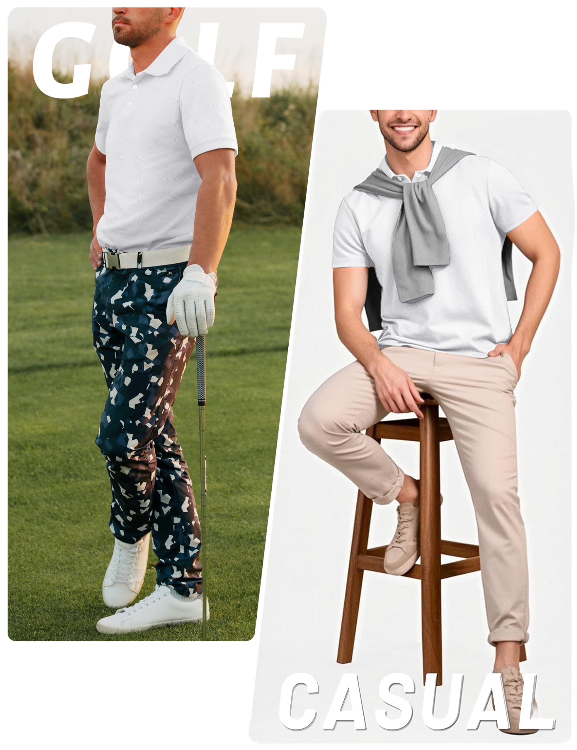 TACVASEN Polo Hombre Manga Corta Polo Golf Hombre Camisas de Verano Casual Camiseta Transpirable Camisa Tecnica Antisudor Camiseta Basica Ajustada