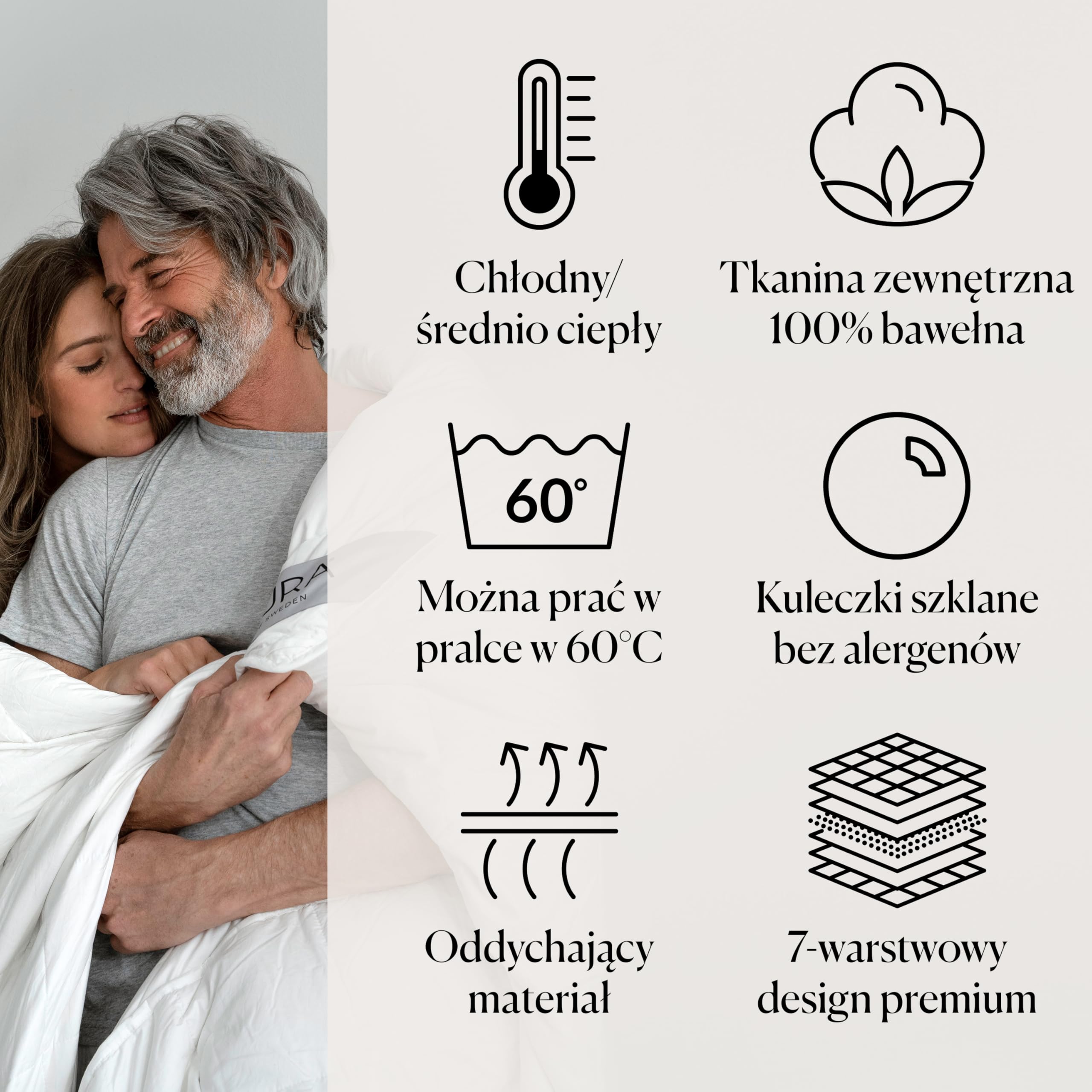 CURA Pearl Classic 150x210 13kg Premium Bawełniany koc obciążeniowy - kołdra obciążeniowa – łagodzi objawy bezsenności, stresu i niepokoju, biały/biała