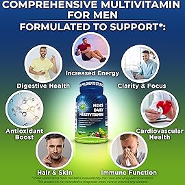 Men\'s Daily Multivitamin - Vegan Methylated Multivitamin for Men with Saw Palmetto, Biotin, Organic Superfoods, Probiotics & Enzymes - Energy, Gut & Optimal Health Support - Easy to Swallow Capsules