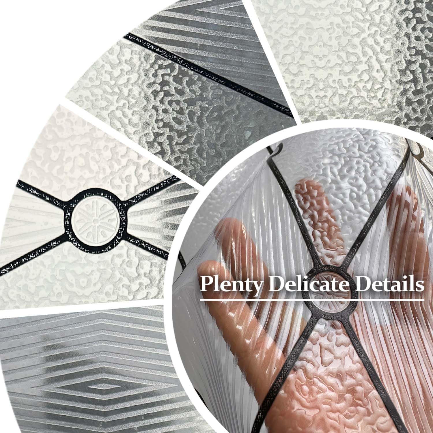 Original Hand-Drawn Window Privacy Film Leaded Glass for Glass Window and Cabinet, 16.93"x84.65", Diamond Flora