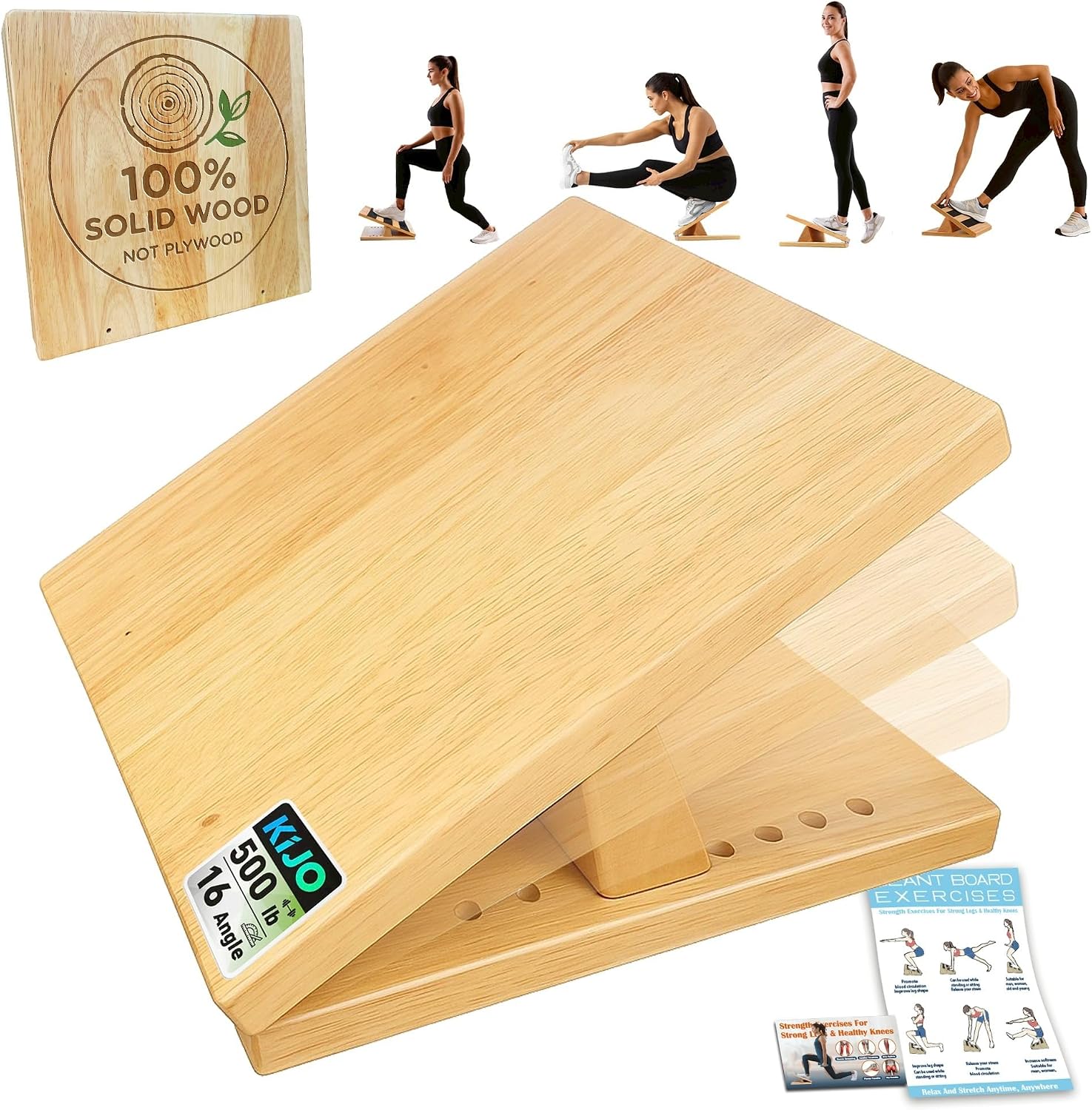 Solid Wooden Slant Board for Calf Stretching, Beginner Incline Board for Home Fitness & Daily Flexibility