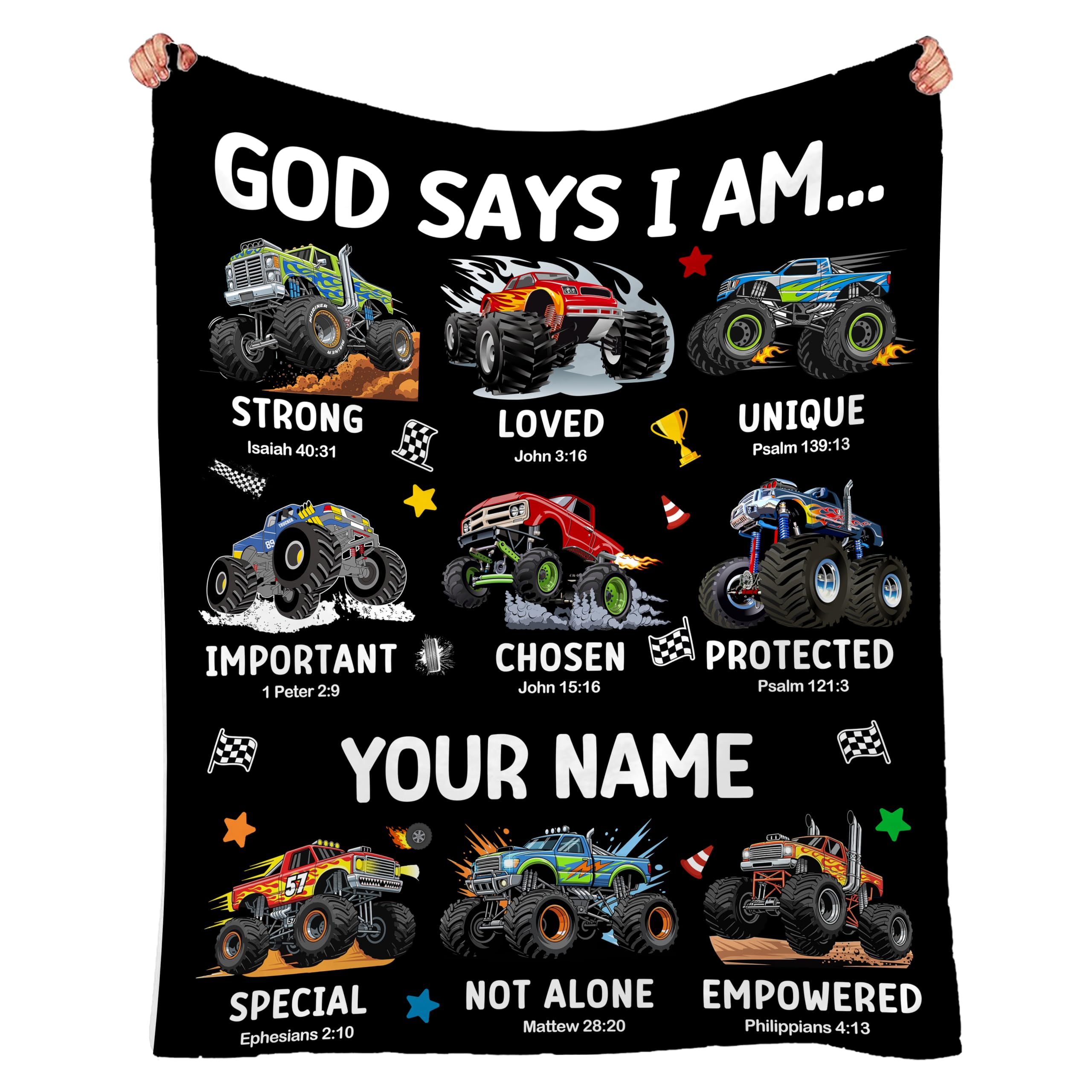 ONLY 4.99 !!! 50%OFF - Cute Monster Trucks Blanket - Baptism Truck Gifts for Gir...