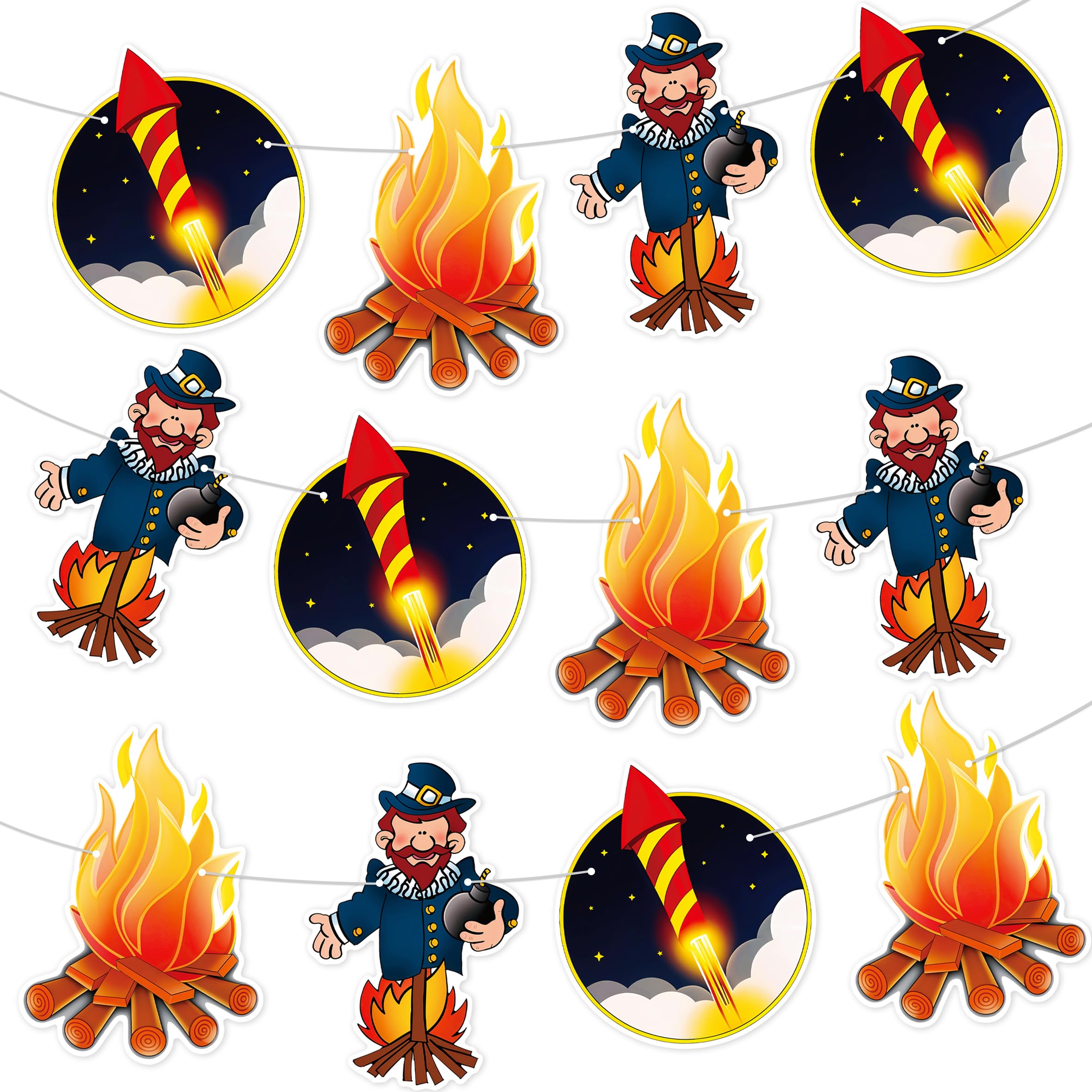 Bonfire Night Bunting Banner for Party Decoration, Fireworks Night Decorations, Guy Fawkes Banner for Bonfire Night Party Supplies Backdrop Photo Props