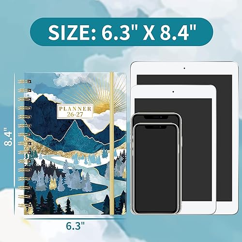 Miniatura 5 de Agenda 2026-2027, julio 2026 a junio 2027, agenda académica semanal mensual 2026-2027 con pestañas, 6.3 x 8.4 pulgadas, bolsillo trasero, tapa dura