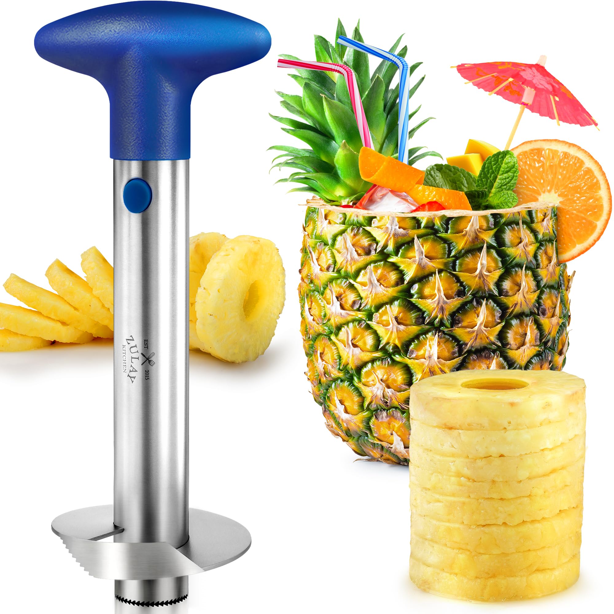 Zulay Kitchen Stainless Steel Pineapple Corer, Slicer &amp; Eye Peeler