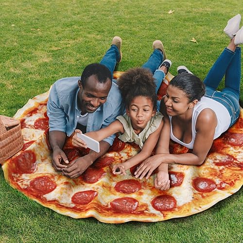 Miniatura 9 de QiyI Manta de pizza 2.0 de doble cara para adultos y niños, manta gigante de comida divertida, regalos divertidos de Acción de Gracias, regalo