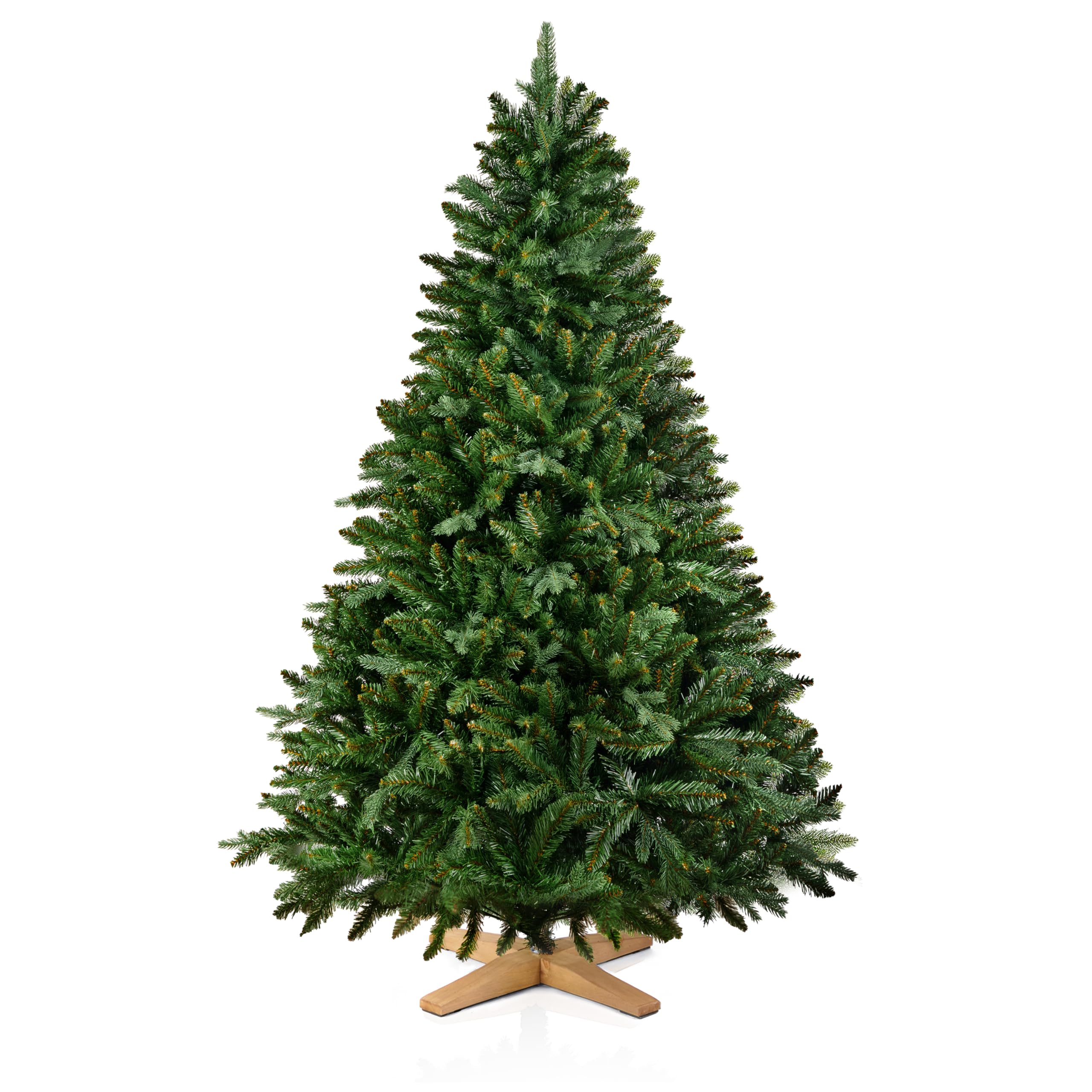 Sapin de Noel Artificiel Premium - Sapin de Noel Artificiel 180 cm en PE + PVC avec Rendu Naturel & réaliste - Moulage par Injection - Pied en Bois élégant - Christmas Tree - Haute qualité