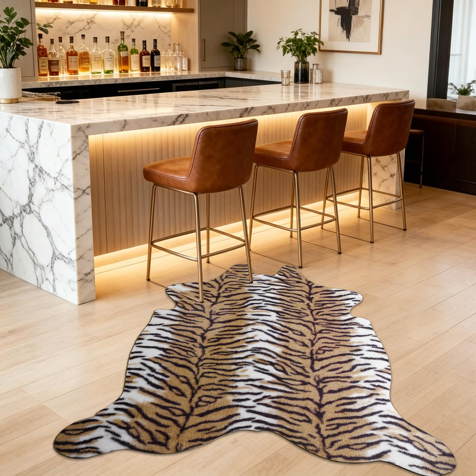 Photo 1 of Easycozy Tiger Print Faux Cowhide Rug - 3 x 4 Feet